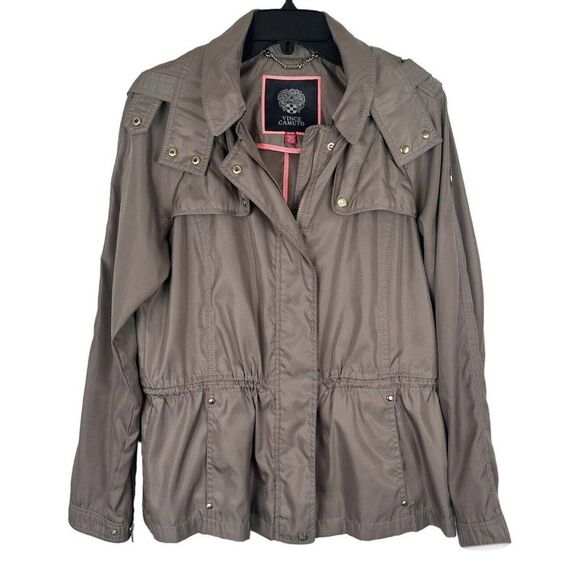 Vince Camuto Anorak Jacket with Hood Womens Medium Lightweight Taupe Brown READ - Picture 1 of 8